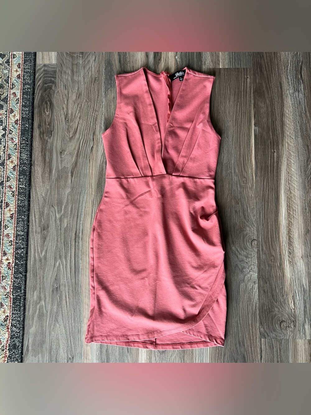 Lulu's Coral Pink Sleeveless V-Neck Mini Dress